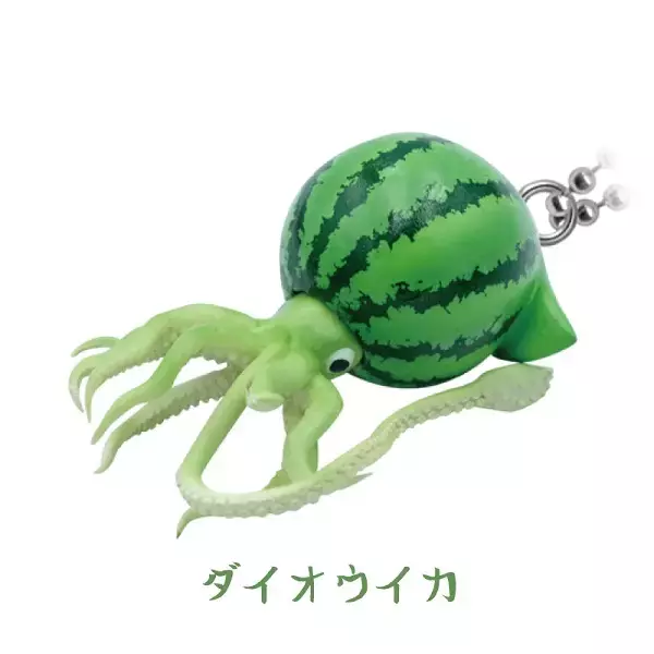 「西瓜とイカを融合させた「野菜の妖精 すいか」？イカの胴体が西瓜になっているカプセルトイが発売」の画像