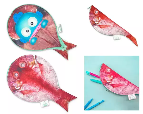 「サンリオキャラが干物に変身　湊町シリーズからシュールな干物型ポーチ」の画像