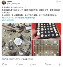 漂着物だけで朝鮮将棋の駒をコンプリート！6年の海辺散策がもたらした“前人未到の成果”