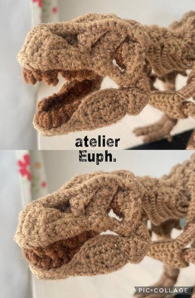 編み物で骨格標本を再現……？すごすぎて理解が追いつかない「T-REXのあみぐるみ」