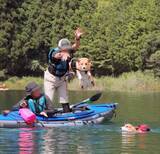 「「え？」きょとん顔でカメラを凝視　湖に放り込まれるコーギーの決定的瞬間」の画像1