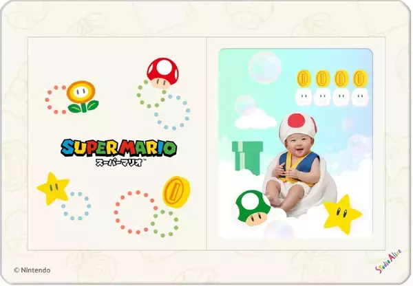 「赤ちゃんがベビィマリオに　スタジオアリスの「スーパーマリオ撮影」に新衣装登場」の画像