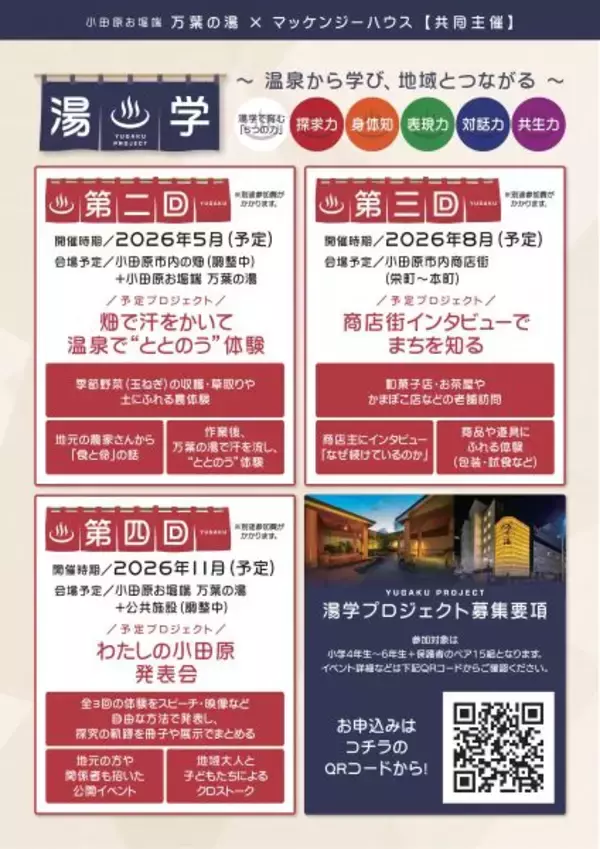 小田原発、温泉から「考える力」を育てる　小学高学年親子向け地域探究プログラム「湯学」がスタート