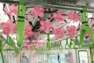 山手線Dreamトレイン、中吊りが「桜の木」に　俳優やスポーツ選手など著名人11人と4505の個人・企業の“夢”で満開に