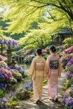 日本庭園を着物で散策　新潟県観光協会が春の「にいがた庭園街道」を開催