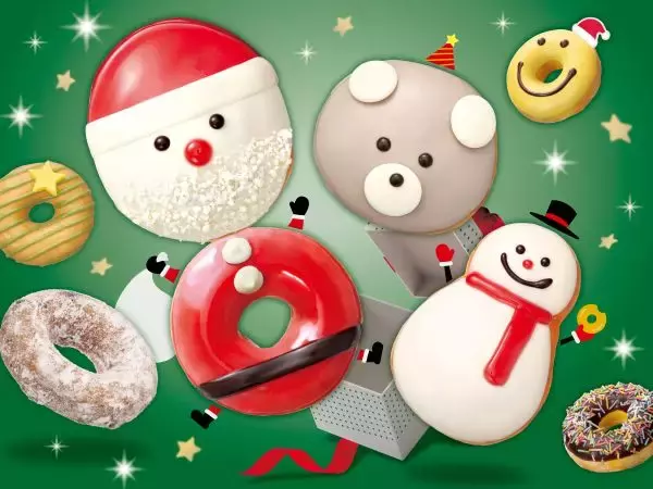 2つのドーナツを並べると“全身サンタ”が完成　クリスピー・クリーム・ドーナツから遊び心いっぱいの「Ho Ho Holiday!」