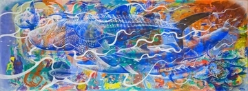 子どもたちと紡ぐ「土佐の美」　特大土佐和紙×漆喰壁画アートの巡回展示が高知龍馬空港からスタート