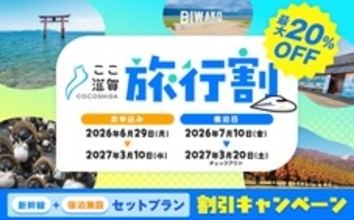 滋賀県への旅行代金、最大1人1万円を割引　特別キャンペーン「ここ滋賀旅行割」を実施