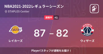 【速報中】3Q終了しレイカーズがウィザーズに5点リード