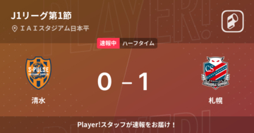 【速報中】清水vs札幌は、札幌が1点リードで前半を折り返す