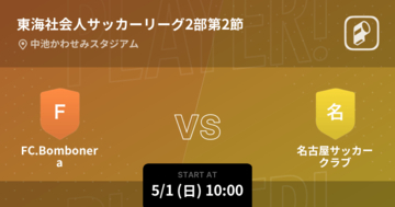 【東海社会人サッカーリーグ2部第2節】まもなく開始！FC.Bomboneravs名古屋サッカークラブ