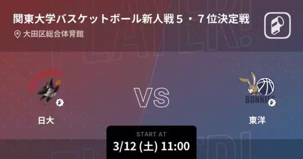 【関東大学バスケットボール新人戦５・７位決定戦】まもなく開始！日大vs東洋