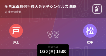 【全日本卓球選手権大会男子シングルス決勝】まもなく開始！戸上vs松平