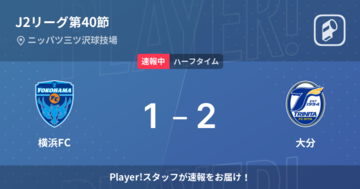 【速報中】横浜FCvs大分は、大分が1点リードで前半を折り返す