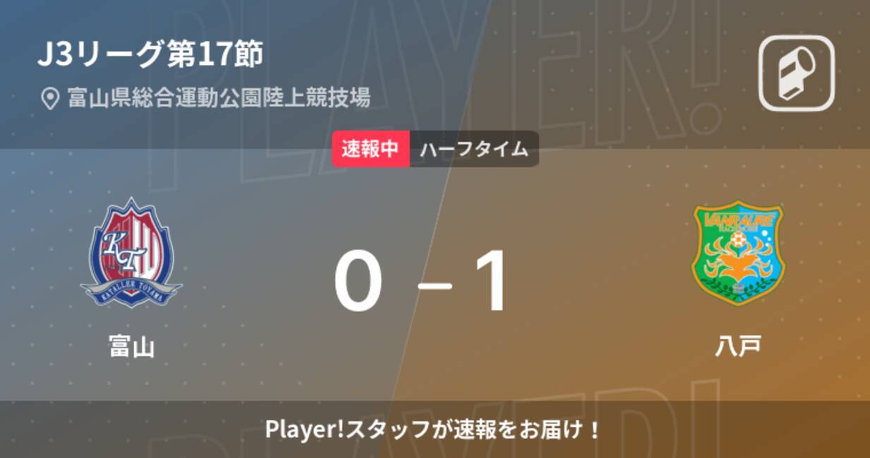 速報中 富山vs八戸は 八戸が1点リードで前半を折り返す 22年7月15日 エキサイトニュース