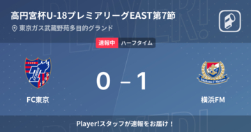【速報中】FC東京vs横浜FMは、横浜FMが1点リードで前半を折り返す