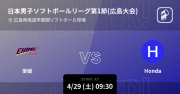 【日本男子ソフトボールリーグ第1節(広島大会)】まもなく開始！愛媛vsHonda