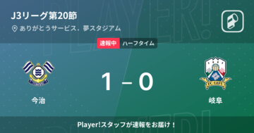 【速報中】今治vs岐阜は、今治が1点リードで前半を折り返す