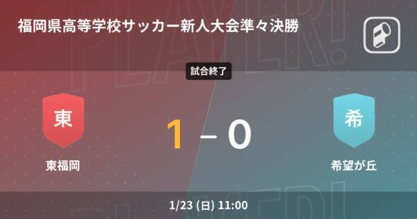 福岡県高等学校サッカー新人大会準々決勝 東福岡が希望が丘から逃げ切り勝利 22年1月23日 エキサイトニュース