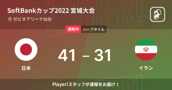 【速報中】日本vsイランは、日本が10点リードで前半を折り返す