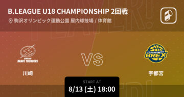 【B.LEAGUE U18 CHAMPIONSHIP2回戦】まもなく開始！川崎vs宇都宮