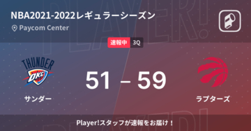 【速報中】2Q終了しラプターズがサンダーに8点リード