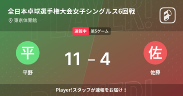 【速報中】平野vs佐藤は、平野が第4ゲームを取る
