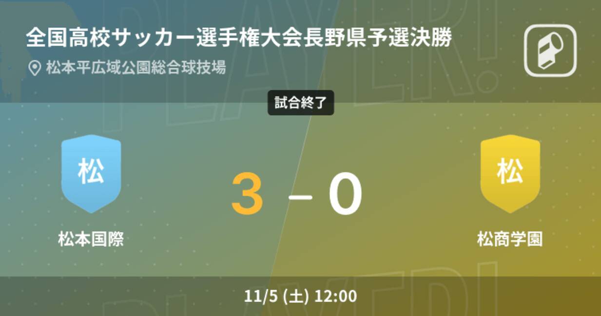 全国高校サッカー選手権大会長野県予選決勝 松本国際が松商学園から逃げ切り勝利 22年11月5日 エキサイトニュース
