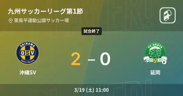 【九州サッカーリーグ第1節】沖縄SVが延岡を突き放しての勝利