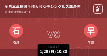 【全日本卓球選手権大会女子シングルス準決勝】まもなく開始！石川vs早田