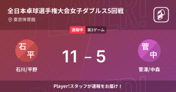 【速報中】石川/平野vs菅澤/中森は、石川/平野が第2ゲームを取る