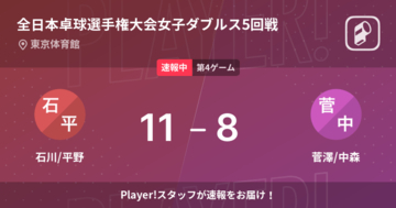 【速報中】石川/平野vs菅澤/中森は、石川/平野が第3ゲームを取る