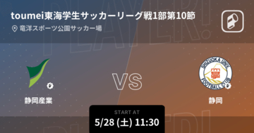 【toumei東海学生サッカーリーグ戦1部第10節】まもなく開始！静岡産業vs静岡