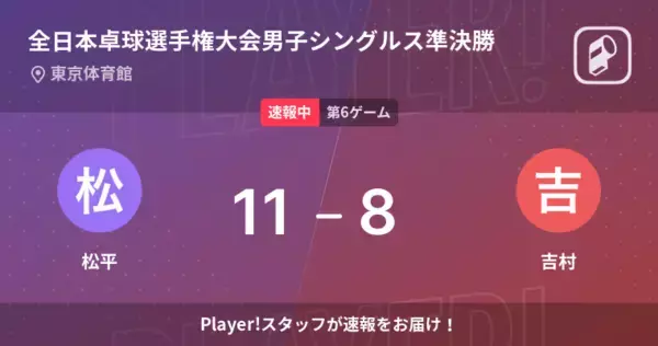 【速報中】松平vs吉村は、松平が第5ゲームを取る