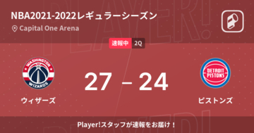 【速報中】1Q終了しウィザーズがピストンズに3点リード