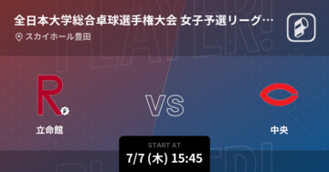 【全日本大学総合卓球選手権大会女子予選リーグ 第2試合】まもなく開始！立命館vs中央