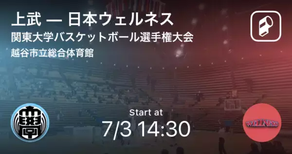 【関東大学バスケットボール選手権大会3回戦】まもなく開始！上武vs日本ウェルネス