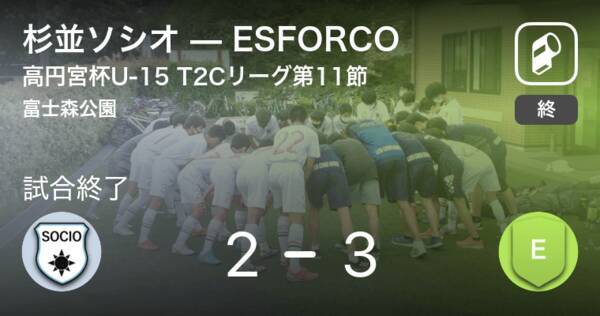 高円宮杯u 15 T2cリーグ第11節 Esforcoが杉並ソシオから逆転勝利 21年7月22日 エキサイトニュース