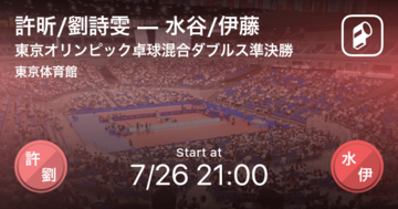 【東京オリンピック卓球混合ダブルス決勝】まもなく開始！許昕/劉詩雯vs水谷/伊藤