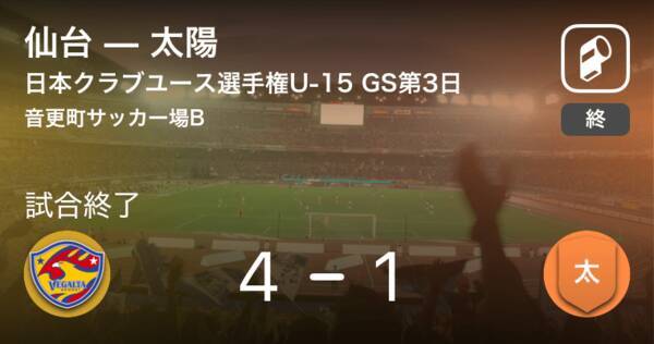 日本クラブユースサッカー選手権u 15グループステージ第3日 仙台が攻防の末 太陽から逃げ切る 2018年8月17日 エキサイトニュース