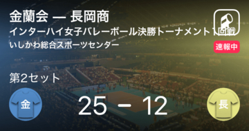 【速報中】金蘭会vs長岡商は、金蘭会が第1セットを取る