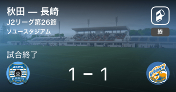 【J2第26節】秋田は長崎に追いつき、引き分けに持ち込む