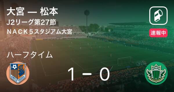 速報中 大宮vs松本は 大宮が1点リードで前半を折り返す 21年8月29日 エキサイトニュース