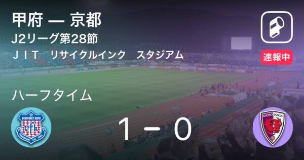 速報中 甲府vs京都は 甲府が1点リードで前半を折り返す 21年9月4日 エキサイトニュース