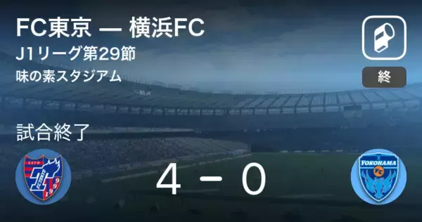 「【J1第29節】FC東京が横浜FCを突き放しての勝利」の画像