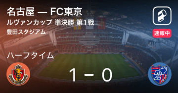 【速報中】名古屋vsFC東京は、名古屋が1点リードで前半を折り返す