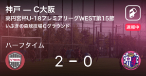 【速報中】神戸vsC大阪は、神戸が2点リードで前半を折り返す