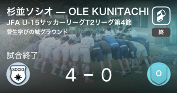 【JFA U-15サッカーリーグT2リーグ第4節】杉並ソシオがOLE KUNITACHIを突き放しての勝利