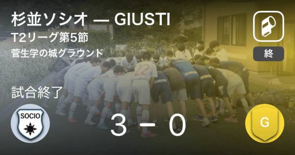【JFA U-15サッカーリーグT2リーグ第5節】杉並ソシオがGIUSTIを突き放しての勝利