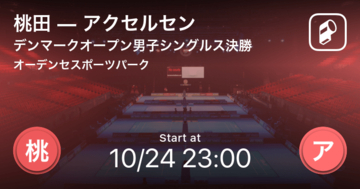 【デンマークオープン男子シングルス決勝】まもなく開始！桃田vsアクセルセン